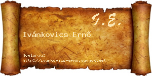 Ivánkovics Ernő névjegykártya