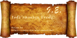 Ivánkovics Ernő névjegykártya